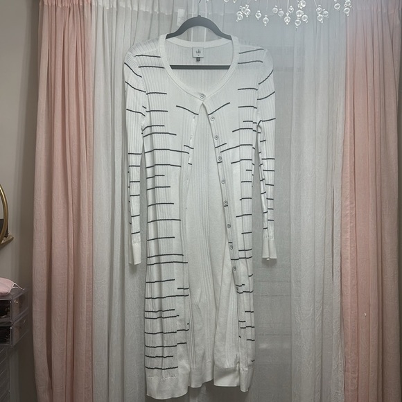 Cabi Style #5638 Dashes Sweater Long Duster Ribbed Size M EUC Item# AM - Picture 6 of 10